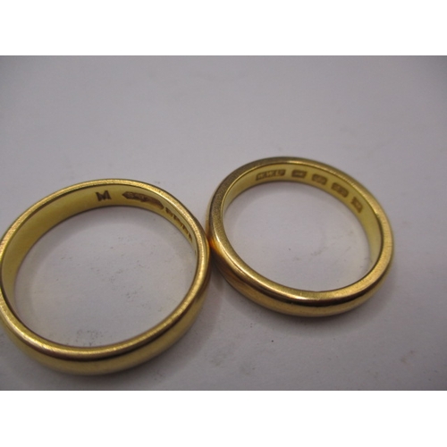 41 - Two 22ct yellow gold wedding bands, approx. sizes ‘N+ & M’, approx. gross parcel weight 10.6g, appro... 