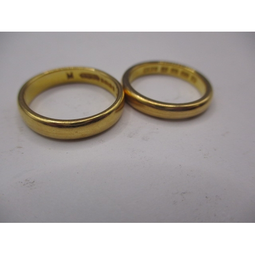 41 - Two 22ct yellow gold wedding bands, approx. sizes ‘N+ & M’, approx. gross parcel weight 10.6g, appro... 