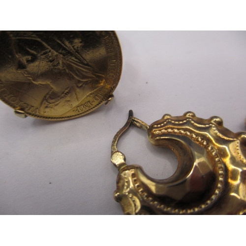 64 - A parcel of gold and yellow metal jewellery items, some damages, approx. gross parcel weight 44.3g