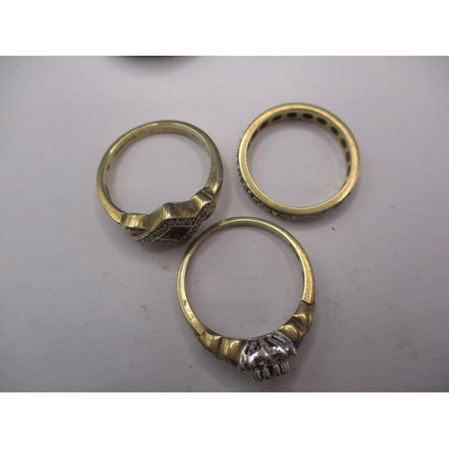 66 - Three vintage 9ct gold rings, various sizes and stones, approx. gross parcel weight 10.5g all in pre... 