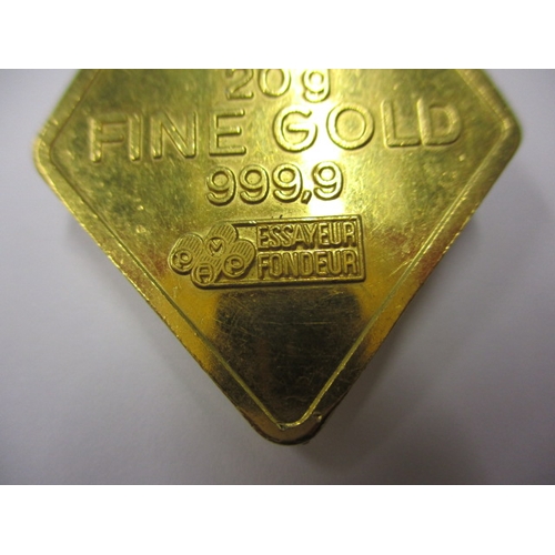 171 - A PAMP Suisse 20g 999.9 fine gold ingot pendant, in good pre-owned condition