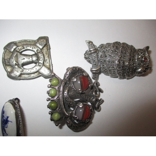 156 - A parcel of silver and white metal jewellery and other items, to include a vintage nurses belt buckl... 