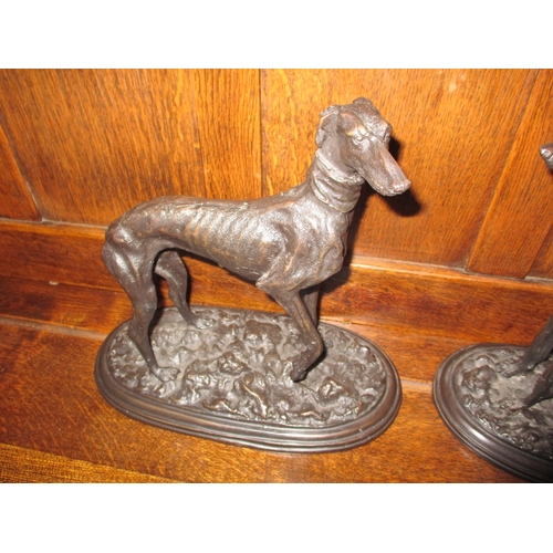 253 - Two vintage cast bronze dogs, both marked Mene, approx. height 25cm, possibly had marble bases origi... 