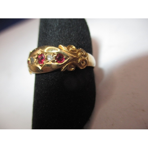 3 - An antique 18ct gold diamond and ruby? dress ring, approx. ring size ’N’, approx. weight 1.9g, in pr... 