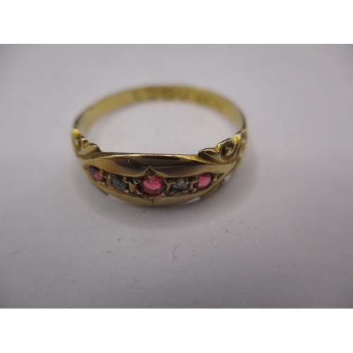 3 - An antique 18ct gold diamond and ruby? dress ring, approx. ring size ’N’, approx. weight 1.9g, in pr... 