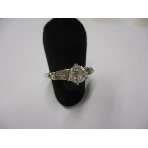 6 - A vintage 585 white gold diamond solitaire ring with diamond set shoulders, approx. ring size ‘O+’, ... 