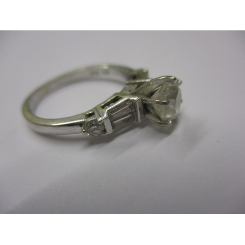 6 - A vintage 585 white gold diamond solitaire ring with diamond set shoulders, approx. ring size ‘O+’, ... 