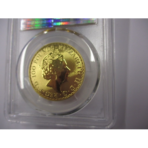 177 - A 2022 gold Britannia £100 coin in PCGS incapsulated holder, struck from 999.9 fine gold, 1oz