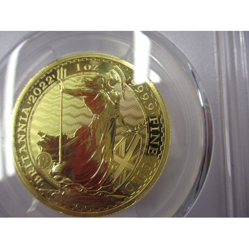 177 - A 2022 gold Britannia £100 coin in PCGS incapsulated holder, struck from 999.9 fine gold, 1oz