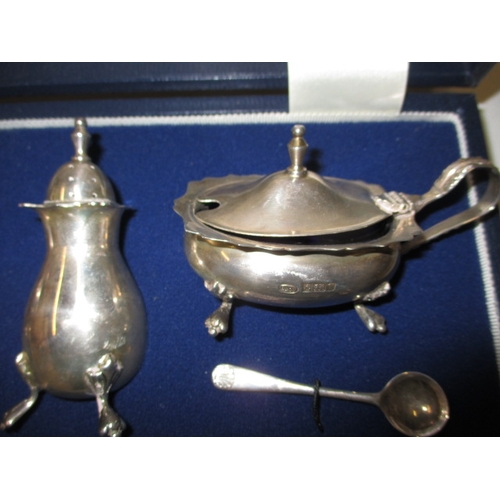 144 - A boxed sterling silver cruet set, with original matching spoons, approx. gross weight without liner... 