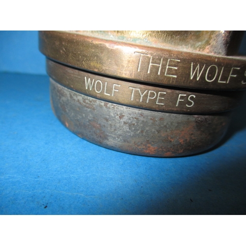 277 - A Wolf type miners safety lamp, type FS, in pre-owned condition, approx. height 22cm