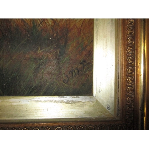 286 - Two antique oil paintings on canvas in gilt frames, both depiction cattle at waters edge, some damag... 