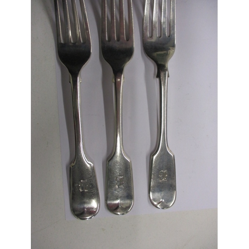 146 - A parcel of antique sterling silver forks, to include a set of six dated 1806 and 3 dated 1840, all ... 