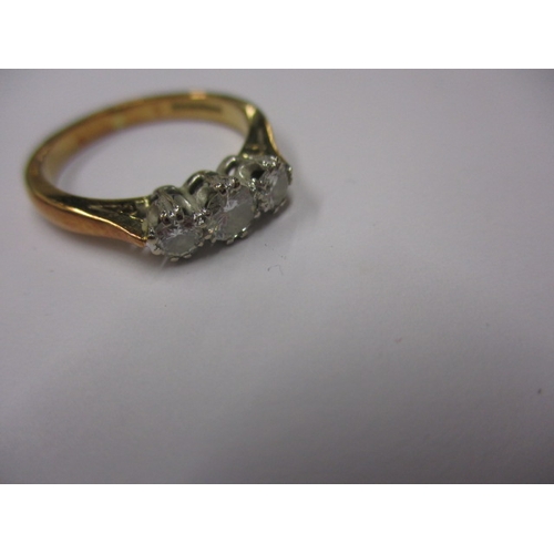 15 - An 18ct gold 3 stone diamond ring, approx. ring size ‘L’, approx. weight 3.5g, in useable pre-owned ... 