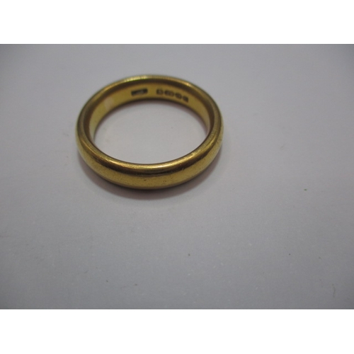 47 - A 22ct yellow gold wedding band, approx. ring size ‘O+’, approx. width 4.6mm, approx. weight 9.7g in... 