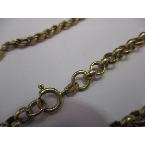 90 - Two 9ct yellow gold necklace chains, both with damage, approx. gross parcel weight 14.3g