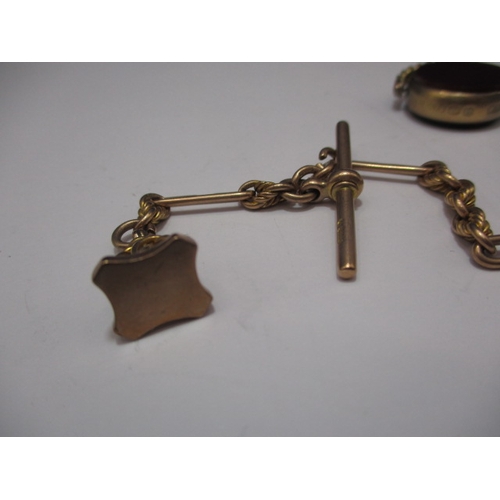 92 - A 9ct gold albert chain, with hard stone fob seal. Approximate weight without seal, 17.7g