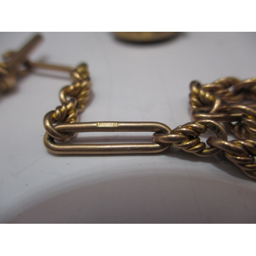 92 - A 9ct gold albert chain, with hard stone fob seal. Approximate weight without seal, 17.7g