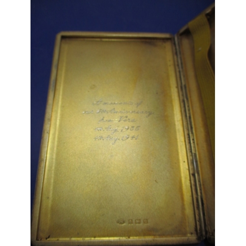 136 - A 1940’s silver cigarette case, with dedication inside. Approximate weight 190g