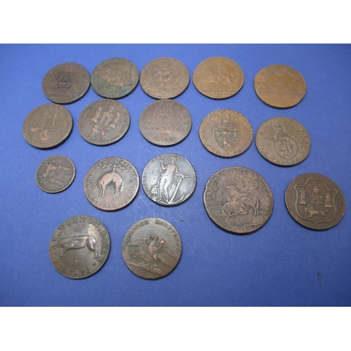 A parcel of 18th and 19th century trade tokens, to include examples for Gt Yarmouth, Norwich, Dunmow, Braintree, Haverhill and Sudbury, all in circulated condition