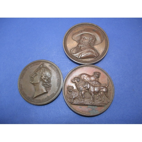 245 - Three 19th century bronze medals, to include, Montgolfier Navigation Medal, all with very fine defin... 