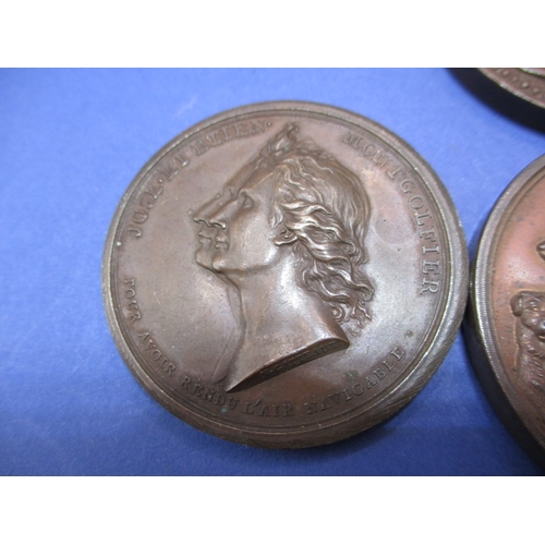 245 - Three 19th century bronze medals, to include, Montgolfier Navigation Medal, all with very fine defin... 