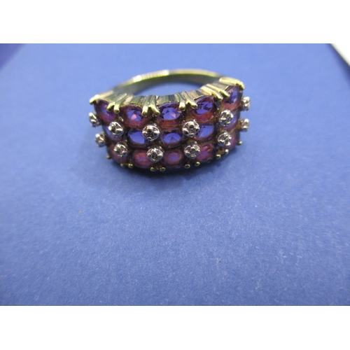 25 - A 9ct gold dress ring set with diamonds and amethyst. Approx. ring size N, approx. weight 4.2g