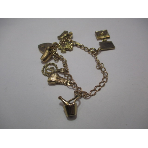 94 - A vintage gold charm bracelet, with various gold and yellow metal charms, approx. gross parcel weigh... 