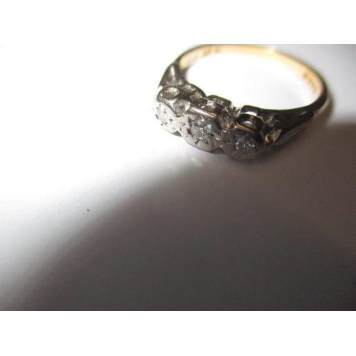 31 - A vintage 18ct yellow gold and platinum 3 stone diamond ring, approx. ring size ‘L’, approx. weight ... 