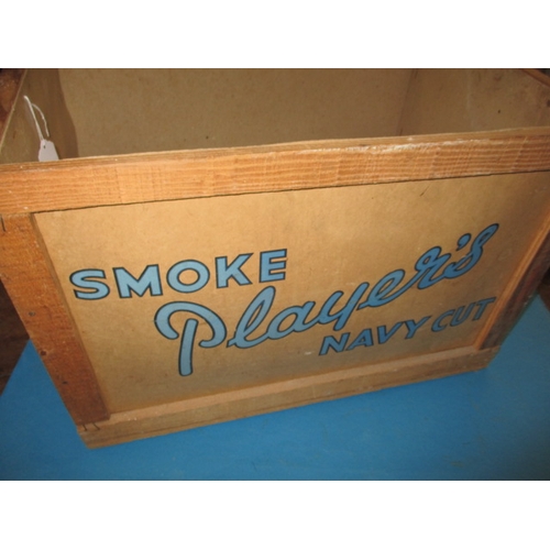 292 - A vintage Players Navy Cut cigarette packing crate, with original delivery address label, in used co... 