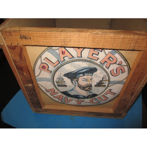 292 - A vintage Players Navy Cut cigarette packing crate, with original delivery address label, in used co... 