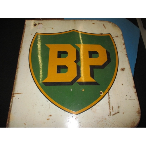 297 - A vintage BP enamel advertising sign, some enamel loss and surface rust with general use-related mar... 