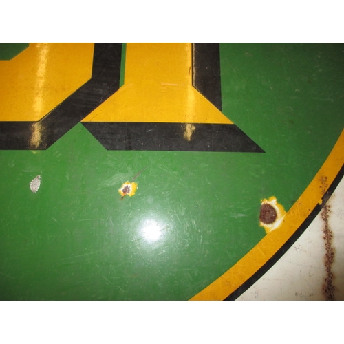 297 - A vintage BP enamel advertising sign, some enamel loss and surface rust with general use-related mar... 