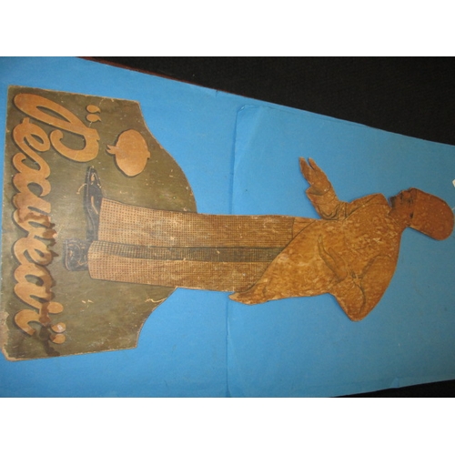 295 - A vintage continental cut out advertising sign, approx. height 100cm, having missing back stand and ... 