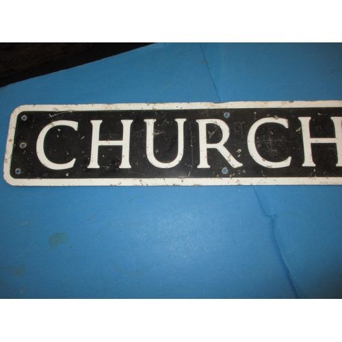 301 - A vintage pressed aluminium street sign for Church Street, approx. length 119cm in useable pre-owned... 