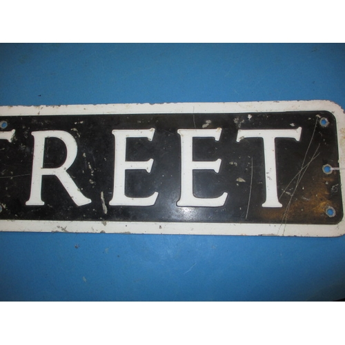 301 - A vintage pressed aluminium street sign for Church Street, approx. length 119cm in useable pre-owned... 