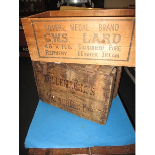 293 - Two vintage packing crates with original signage, one for CWS Lard the other Tollemache Brewery, bot... 