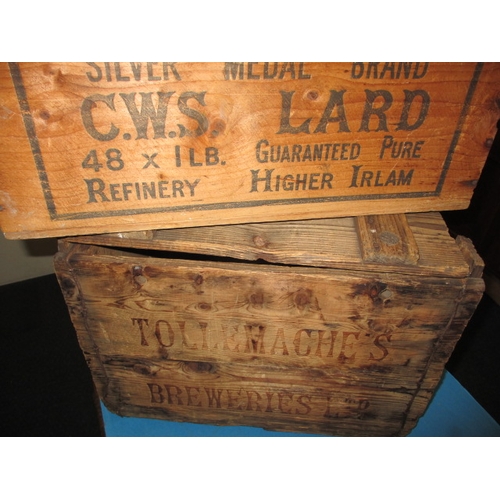 293 - Two vintage packing crates with original signage, one for CWS Lard the other Tollemache Brewery, bot... 