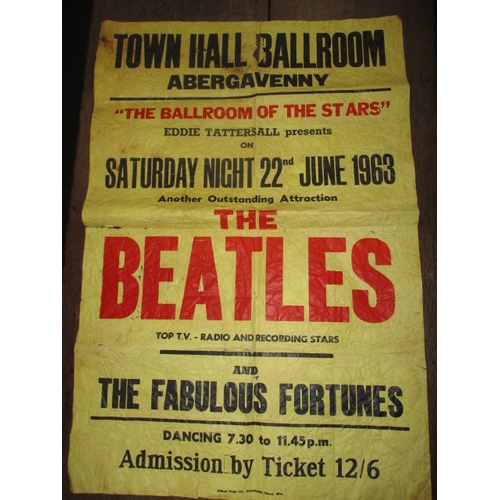 291 - A paper poster advertising a music event in the Town Hall Ballroom Abergavenny with a 1963 date, cre... 