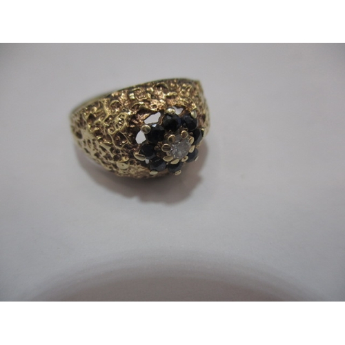 34 - A vintage 9ct gold, diamond and sapphire dress ring, approx. ring size ‘K’, approx. weight 3.5g in u... 