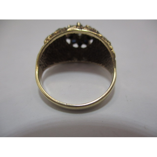 34 - A vintage 9ct gold, diamond and sapphire dress ring, approx. ring size ‘K’, approx. weight 3.5g in u... 