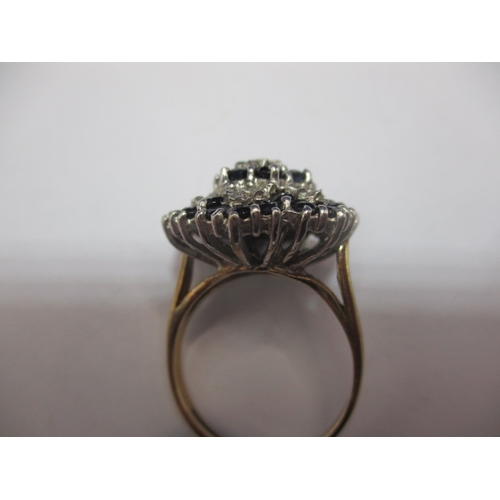 35 - A vintage 9ct gold, diamond and sapphire cluster ring, approx. ring size ‘M’, approx. weight 4.9g, i... 