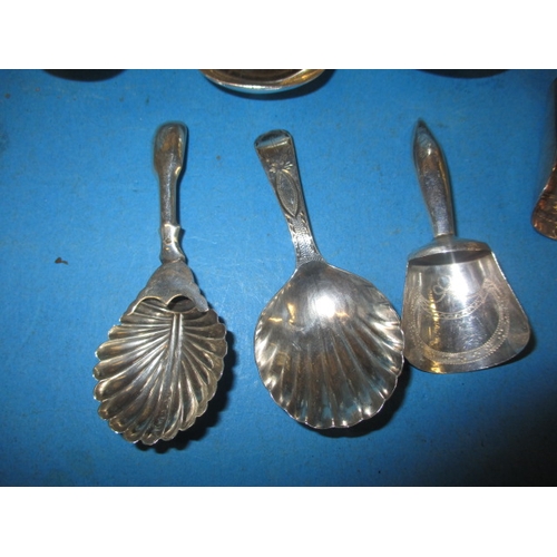 153 - A quantity of Georgian and later silver and white metal caddy and other spoons. To include a Norwegi... 