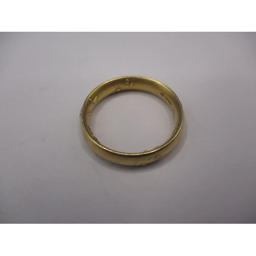 56 - A vintage Russian 750 yellow gold wedding band with single diamond, approx. ring size ‘R’, approx. w... 