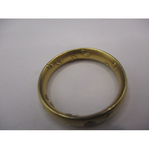 56 - A vintage Russian 750 yellow gold wedding band with single diamond, approx. ring size ‘R’, approx. w... 