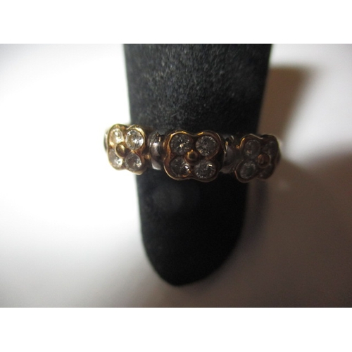 36 - A vintage 18ct yellow gold ring set with 3 clusters of 4 diamonds, approx. ring size ‘O’ approx. wei... 