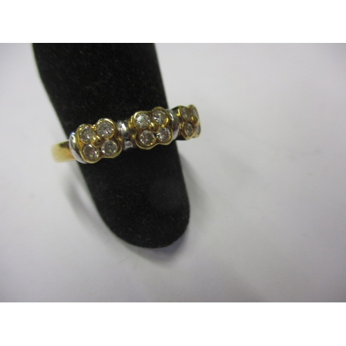 36 - A vintage 18ct yellow gold ring set with 3 clusters of 4 diamonds, approx. ring size ‘O’ approx. wei... 