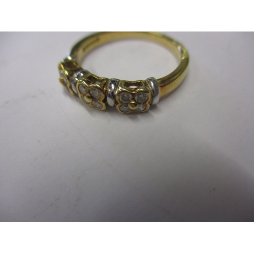 36 - A vintage 18ct yellow gold ring set with 3 clusters of 4 diamonds, approx. ring size ‘O’ approx. wei... 