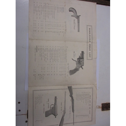 263 - A vintage pamphlet giving wholesale gun prices, a 3 page fold out, in good pre-owned condition, appr... 