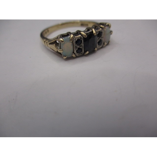 37 - A vintage 9ct gold sapphire and opal dress ring, approx. ring size ‘O’, approx. weight 2.6g in useab... 